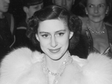 princess margaret in black and white photo, wearing fur coat