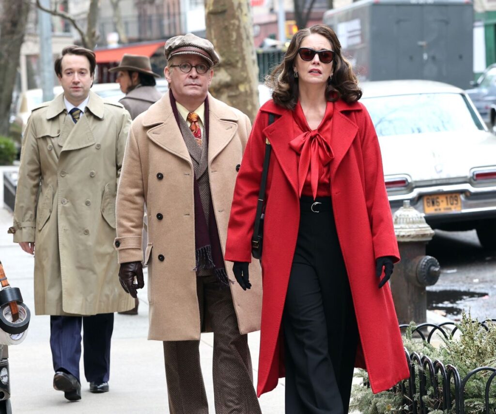 Diane Lane and Tom Lane filming on set of Feud: Capote vs. The Swans.