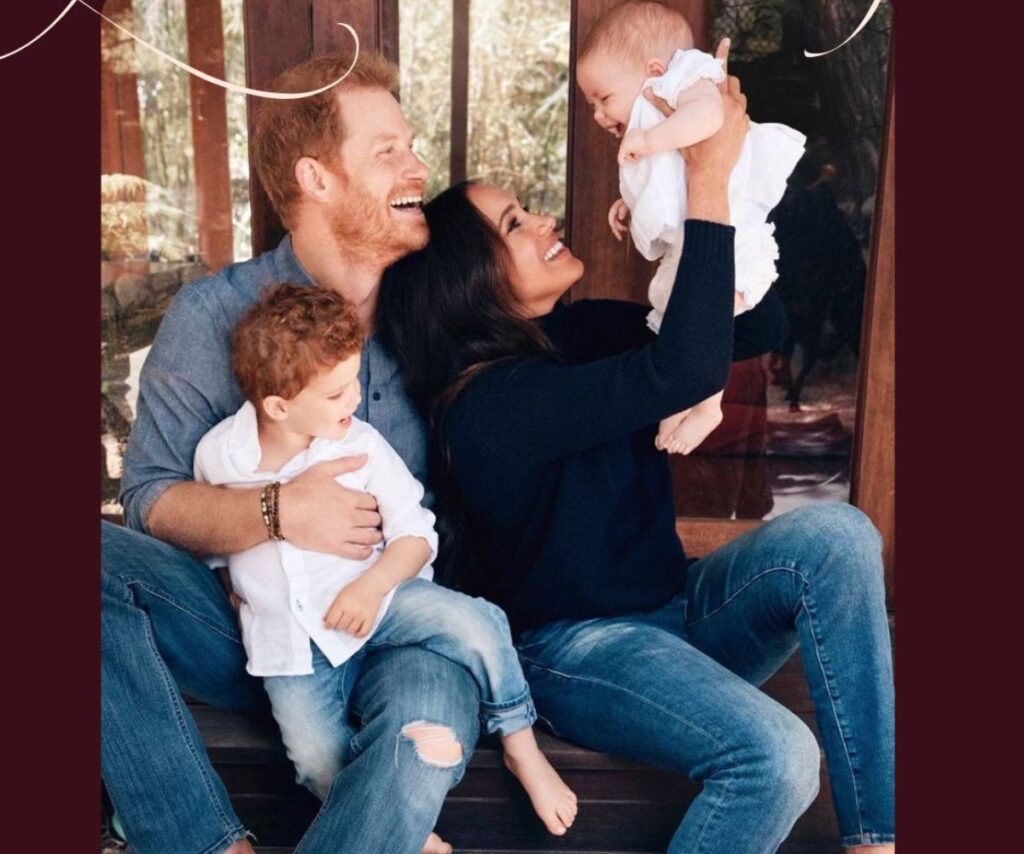 Prince Harry and Meghan Markle with their two children Archie and Lilibet in 2021.