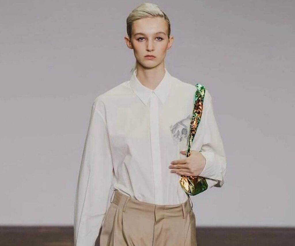 Jess Rowe and Peter Overton's daughter Allegra modelling at Australian Fashion Week.