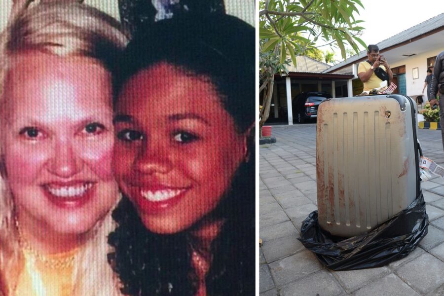 'Suitcase Killer' Heather Mack pictured with her mother Sheila von Weise-Mack and the bloody suitcase where her body was found