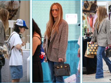 Jennifer Lopez carries a Hermes bag to a vintage flea market with daughter Emme