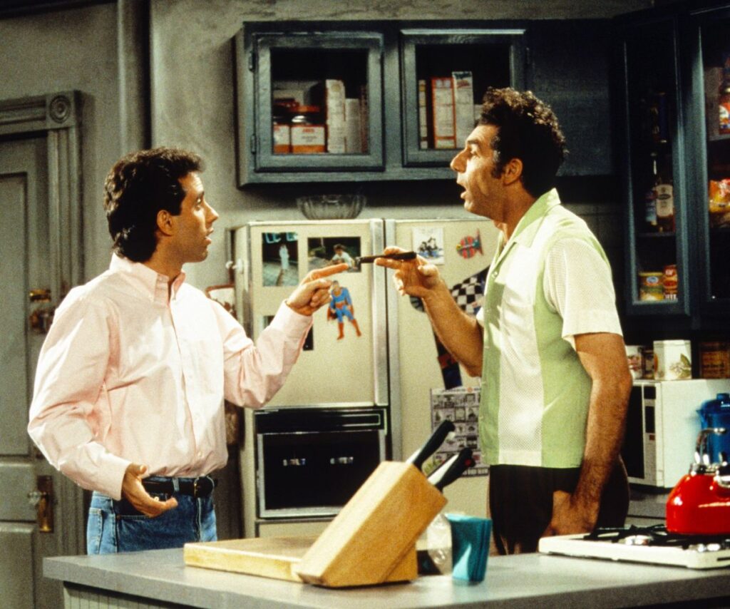 Old pic of Jerry and Kramer on set in the kitchen