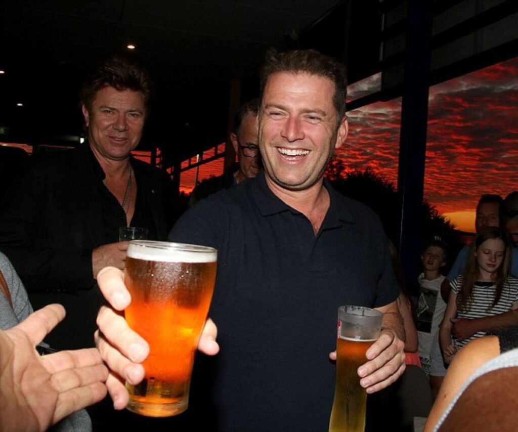 Karl Stefanovic with a beer