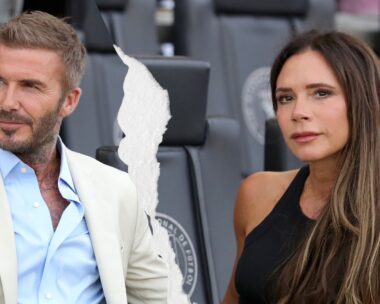torn image of the Beckhams sitting beside each other
