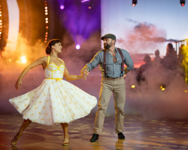Ant Middleton dancing on set of Dancing with the Stars with dance partner, Alexandra Vladimirov