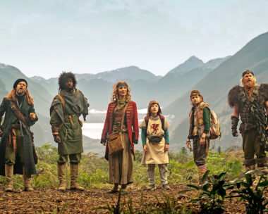 Time Bandits, a group of ragtag time travelling thieves on a mission pictured against a misty mountain range.