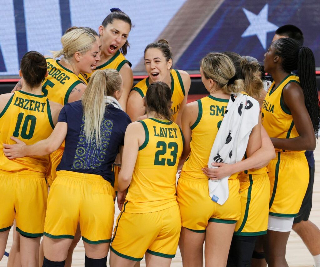 The Australian women's basketball team the Opals at the 2024 Olympic games.