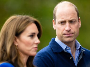 Prince William looks upset at Kate Middleton