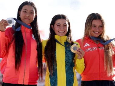 Australian Arisa Trew wins gold in women's skateboarding making her the youngest gold medallist from the country at 14