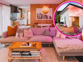 airbnb pink living room