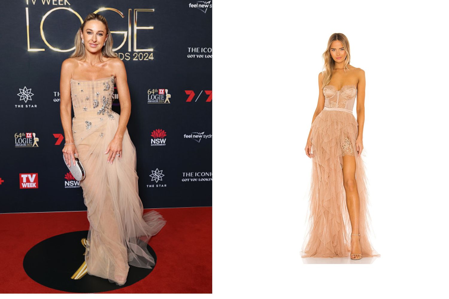 Image of Amy Gerard and her get the look dress at Logies 2024