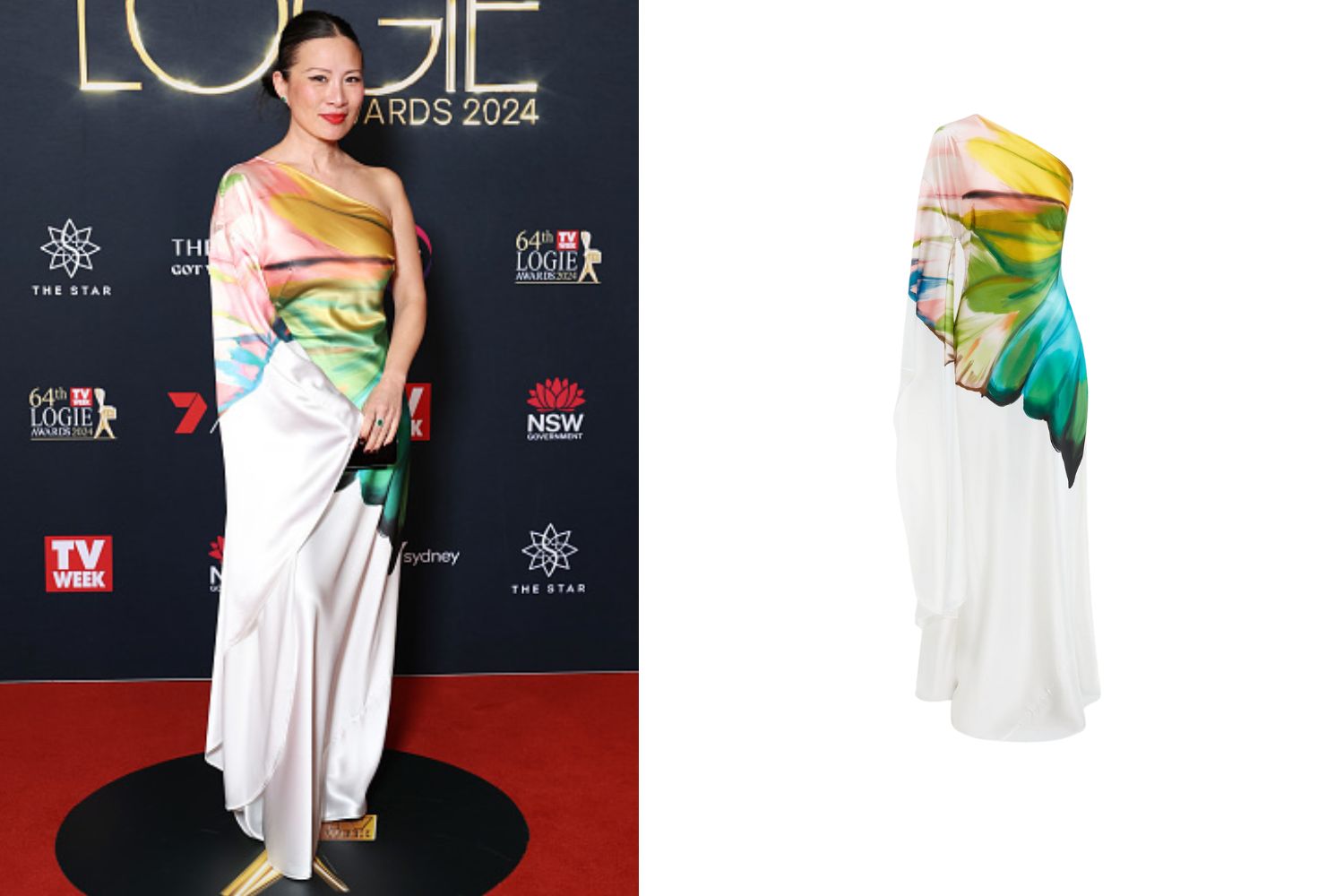 Image of Poh Ling Yeow and her get the look dress at Logies 2024