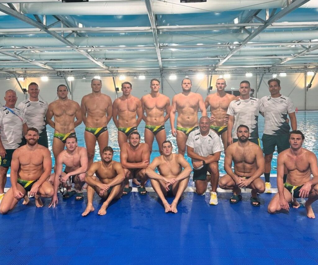 The Australian men's water polo team - the Sharks - competing at the 2024 Olympics.