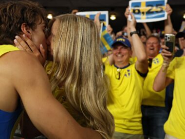 a big smooch at the olympics