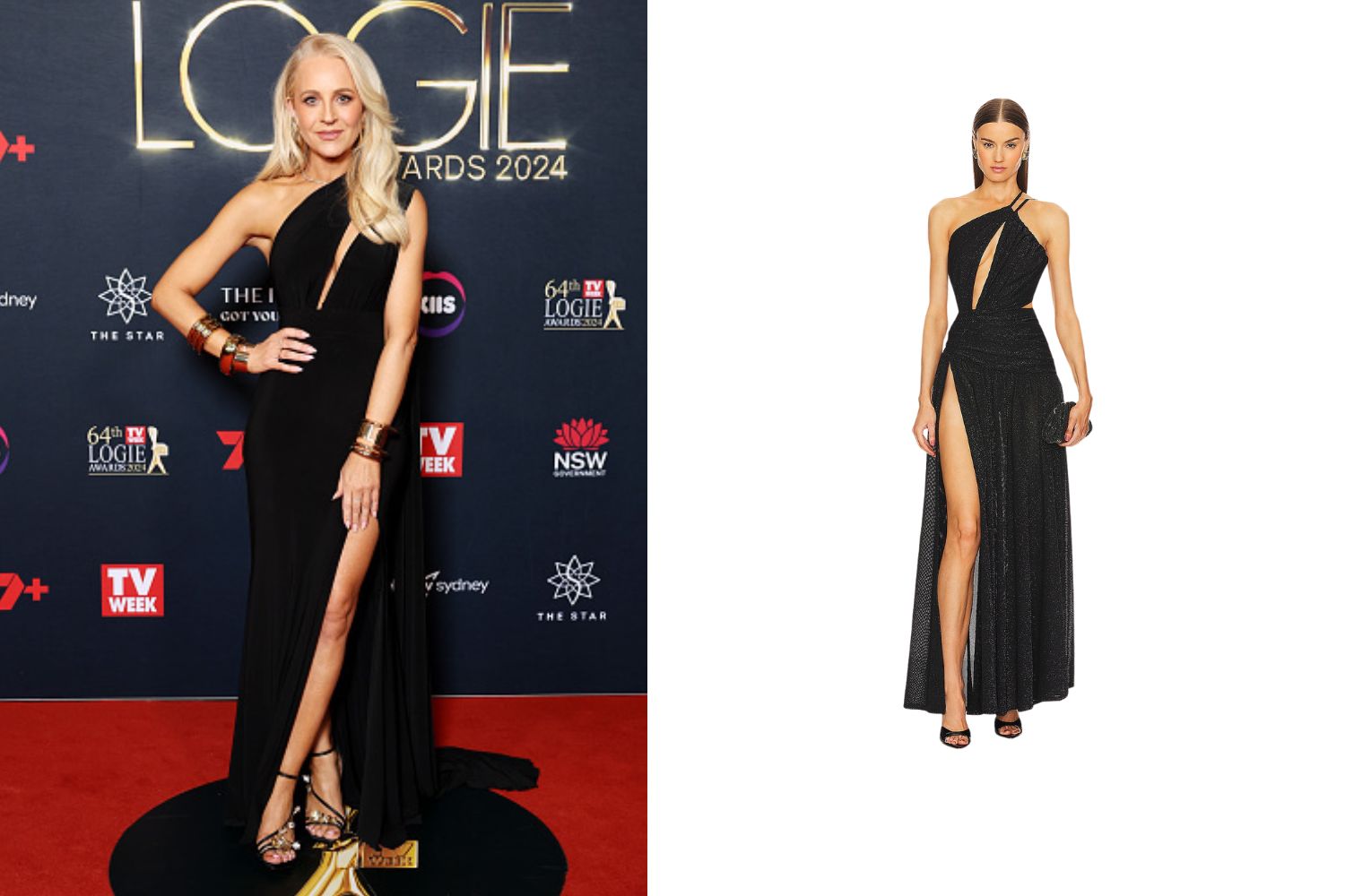 Image of Carrie Bickmore and her get the look dress at Logies 2024