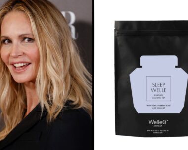 Elle Macpherson and sachet of tea