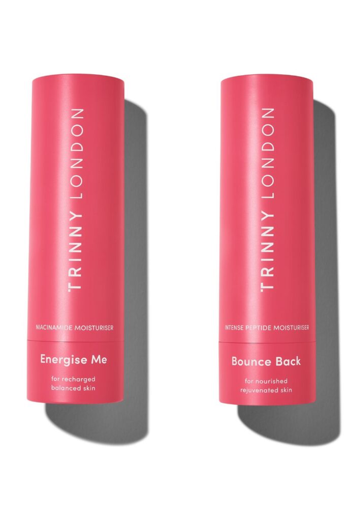 Trinny London moisturisers Energise Me, $79, and Bounce Back, $92 are both great for menopausal skin