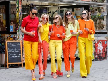 women wearing coloured outfits