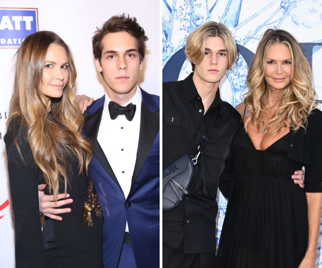 Elle Macpherson with her two children, sons Flynn and Cy.