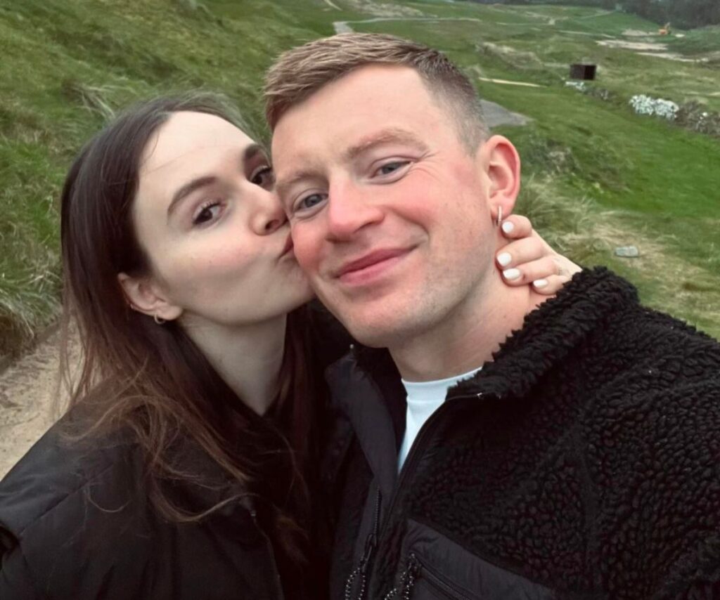 Holly Ramsay and Adam Peaty announce their engagement.