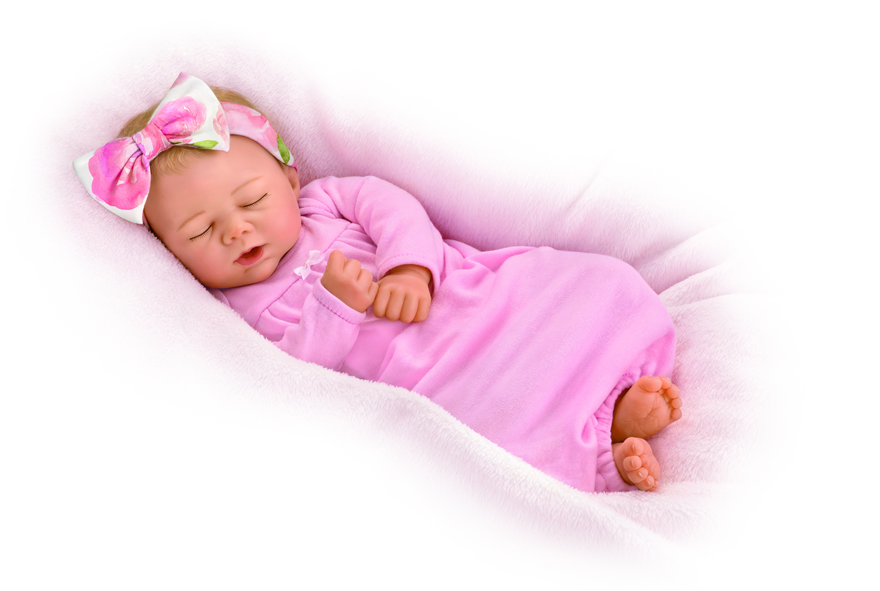 Bradford Exchange "Rosie" Baby Doll With Custom Swaddle Blanket