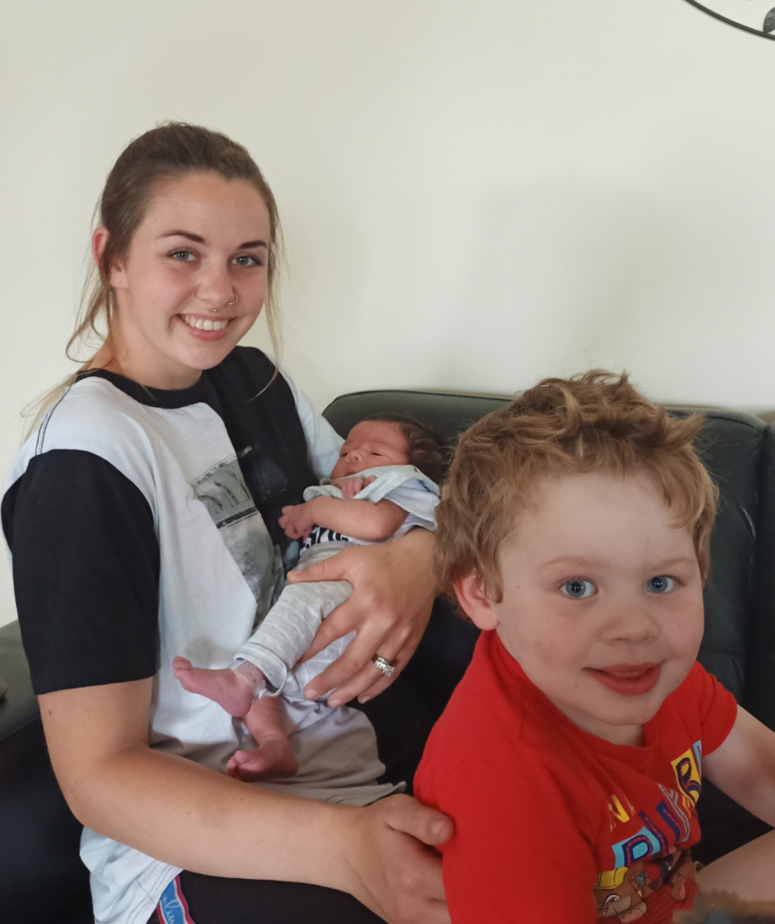 Emily with baby Ivy and her son Arlo, three.