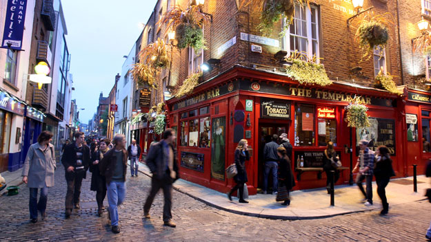 Tourists walk the streets of Dublin