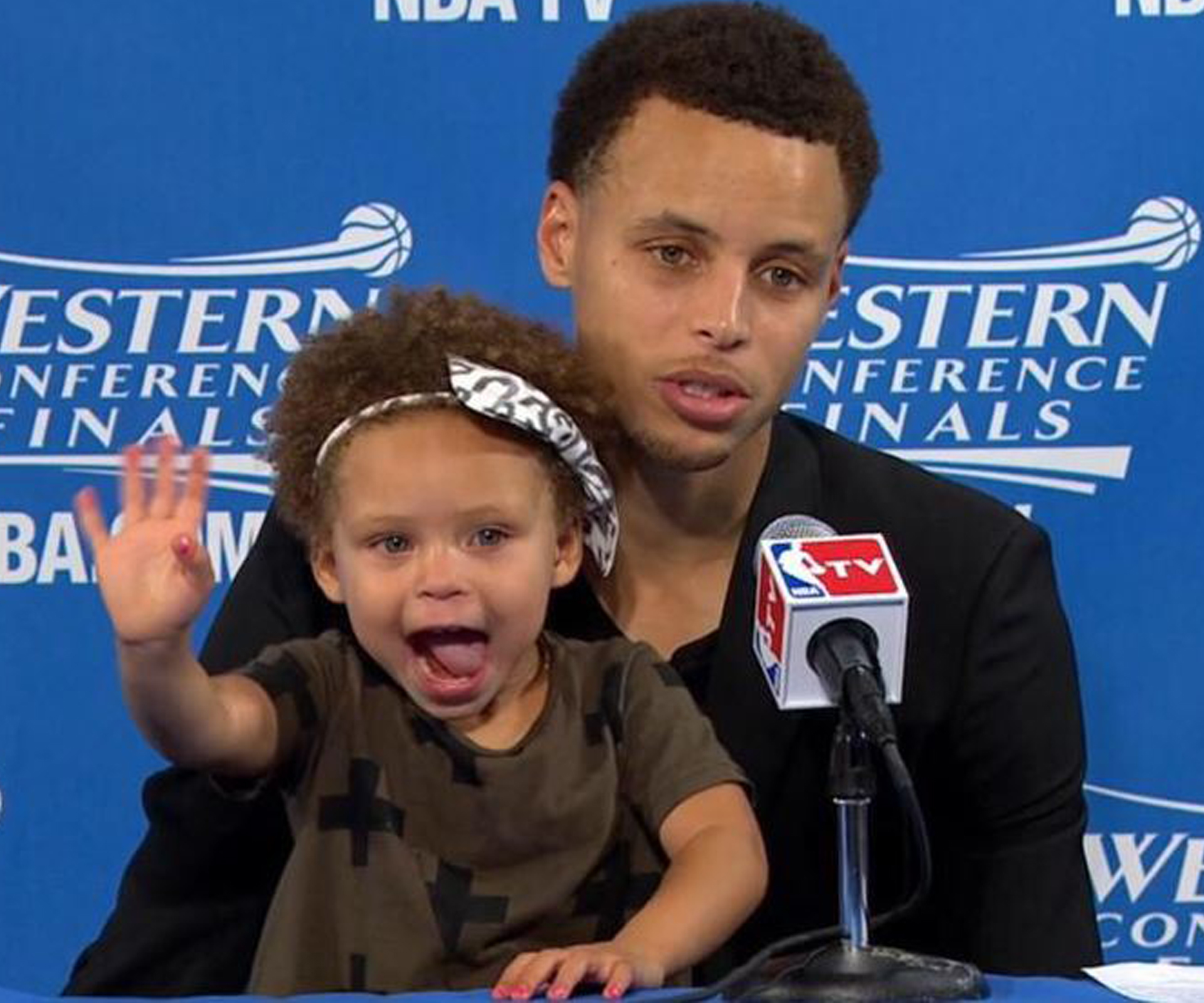 WATCH: This two-year-old just crashed her dad’s NBA press conference in the cutest way