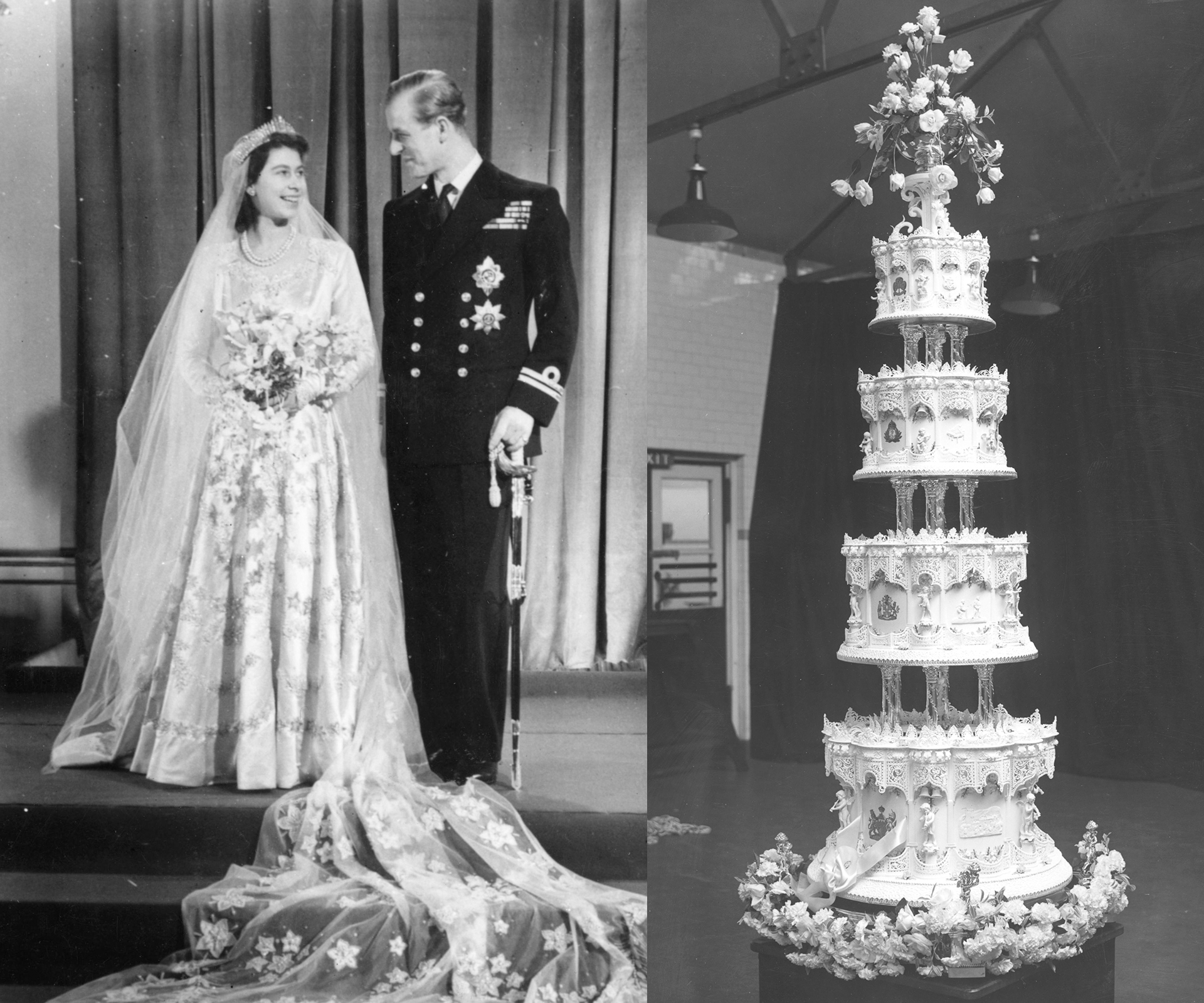 Queen Elizabeth and Prince Philip wedding and wedding cake