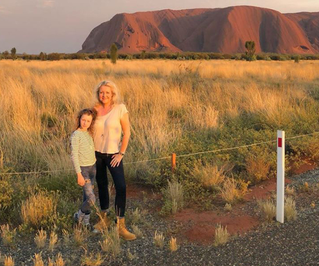Angela Bishop shares footage from the Uluru trip she and daughter Amelia took to honour her late husband