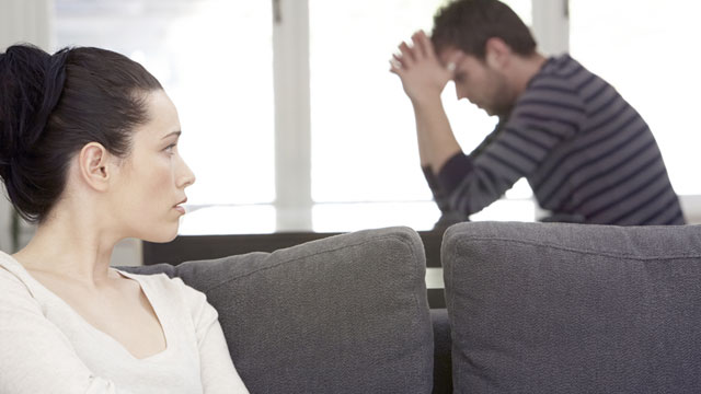 Woman worried about angry partner